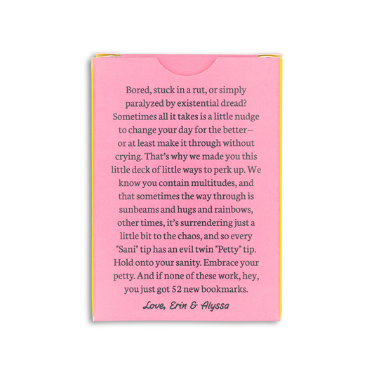 Pink card with text on a white background