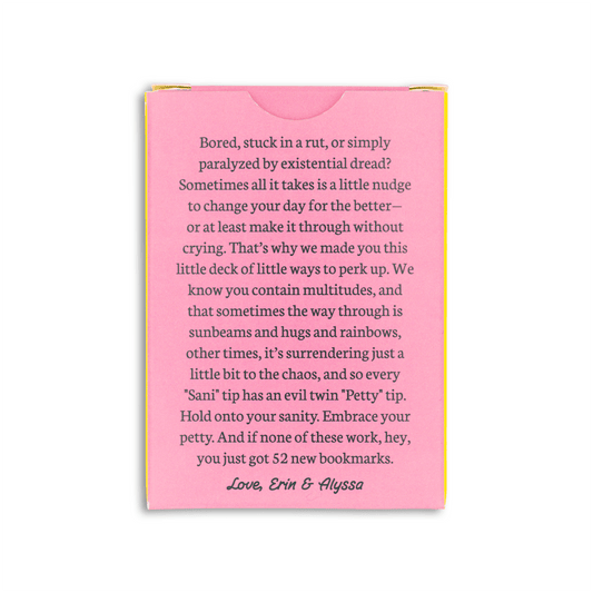 Pink card with text on a white background