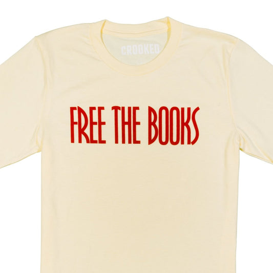 Crooked Free the Books Natural T-Shirt Close Up