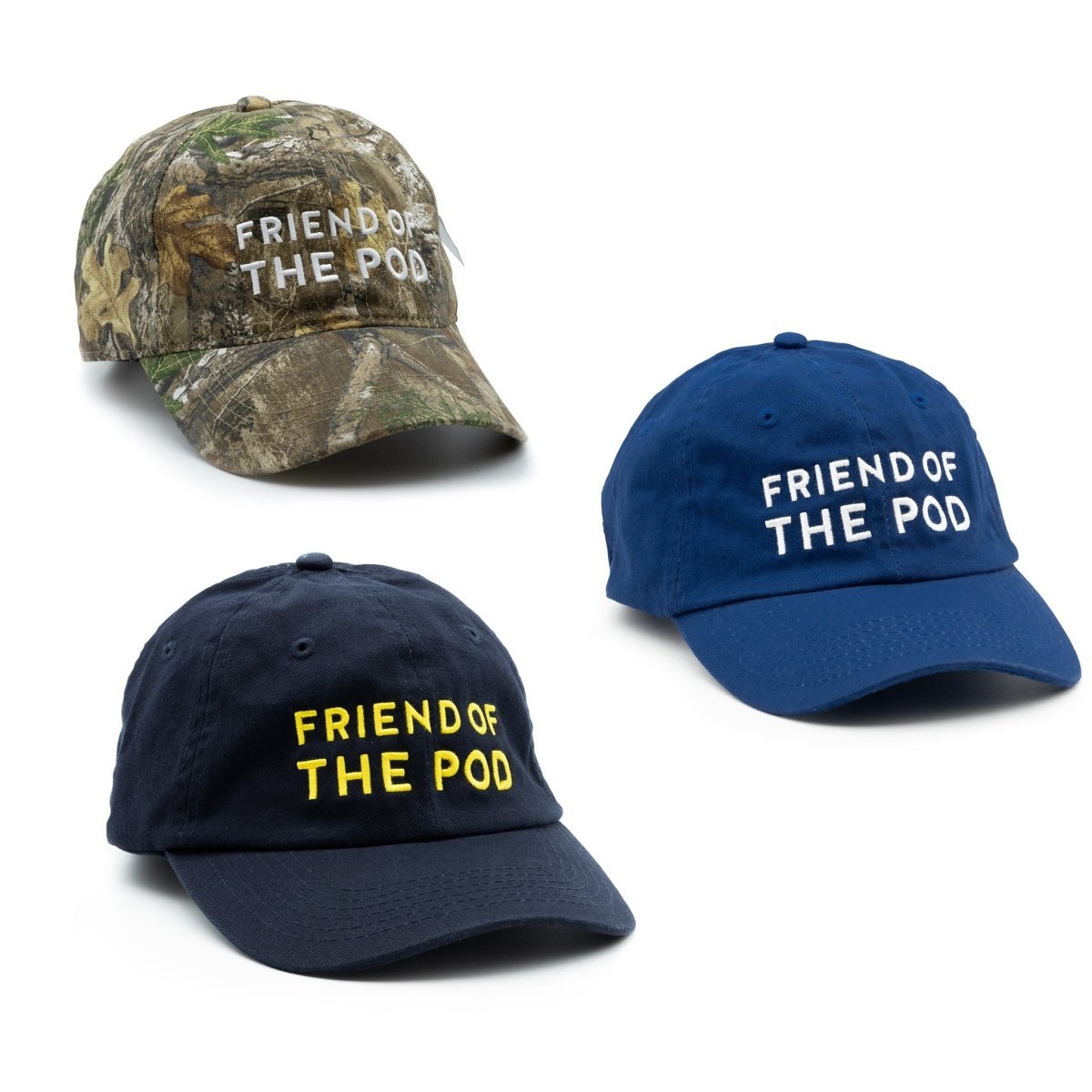 All three Friend of the Pod hats