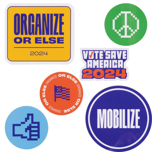 Vote Save America Organize or Else Sticker Set