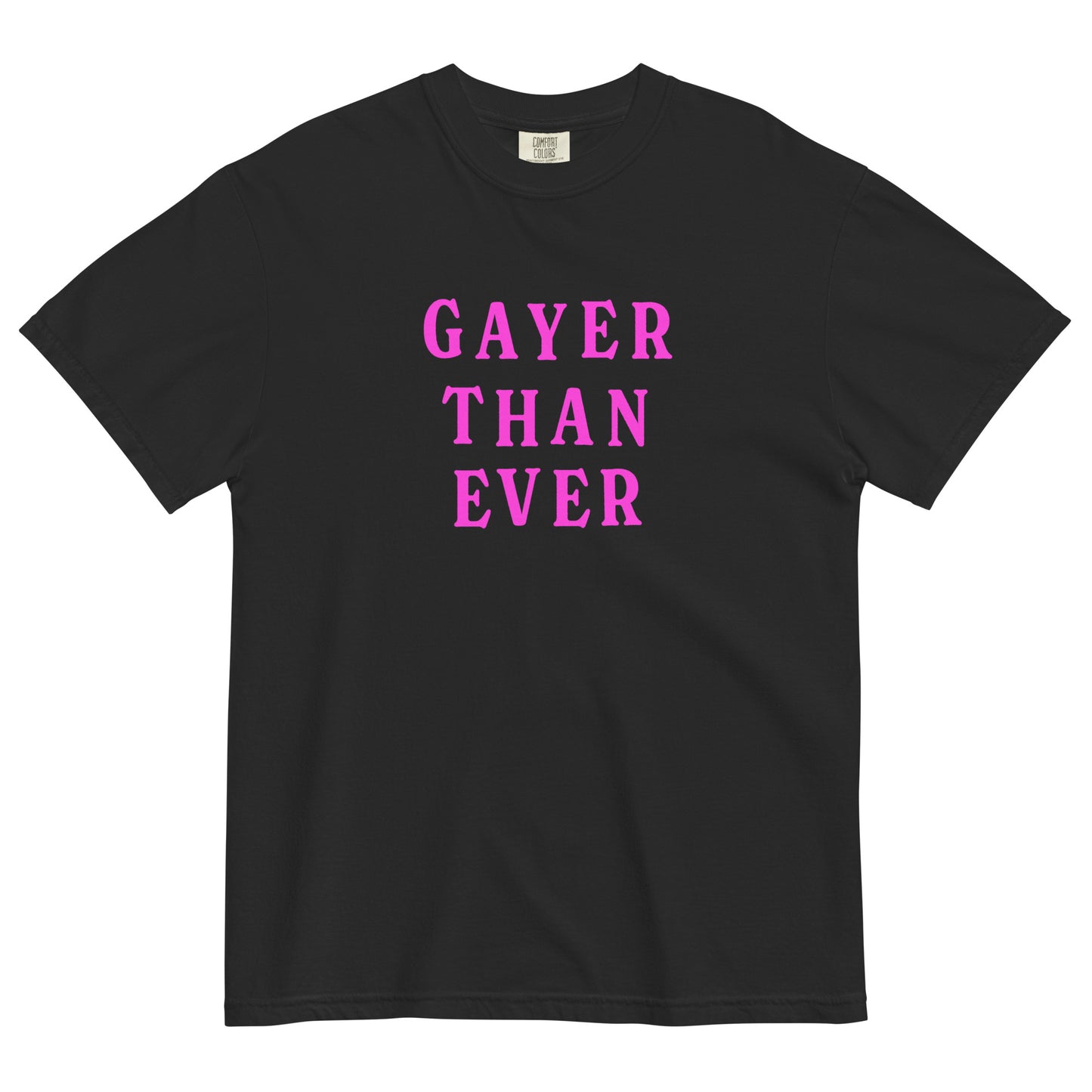 Black Shirt with neon pink text 