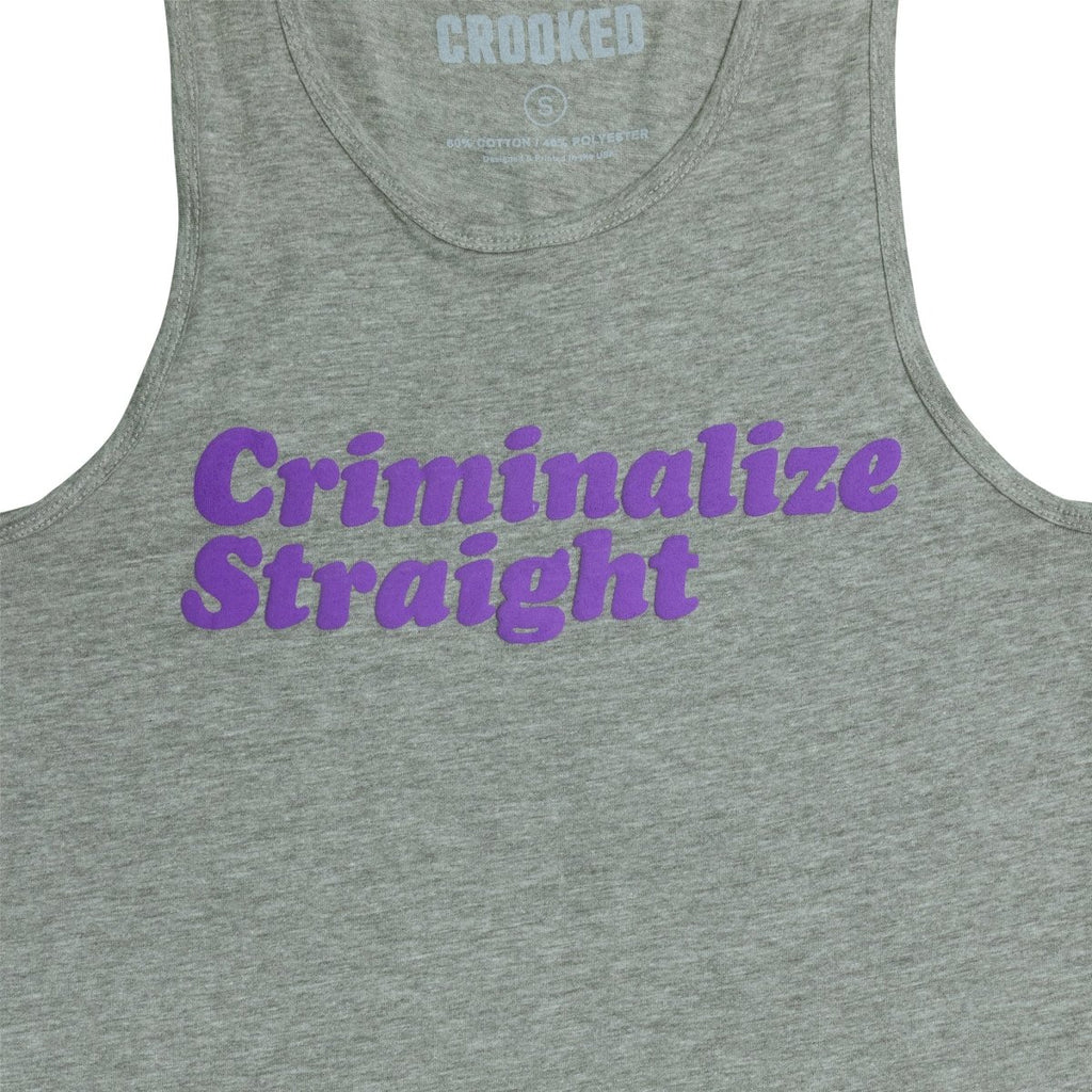 Crooked Criminalize Straight Gray Tank Top Close Up