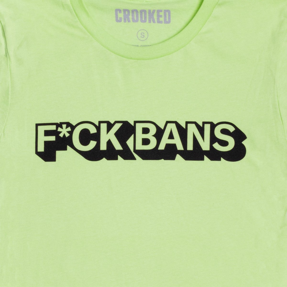Crooked F*ck Bans Spring Green T-Shirt Close Up