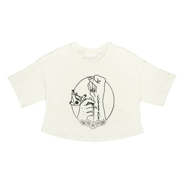 Crooked Store Codify Roe Vintage White Crop T-Shirt