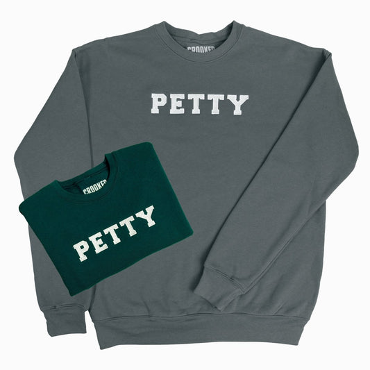 Crooked Petty Crewneck Storm Gray and Atlantic Green