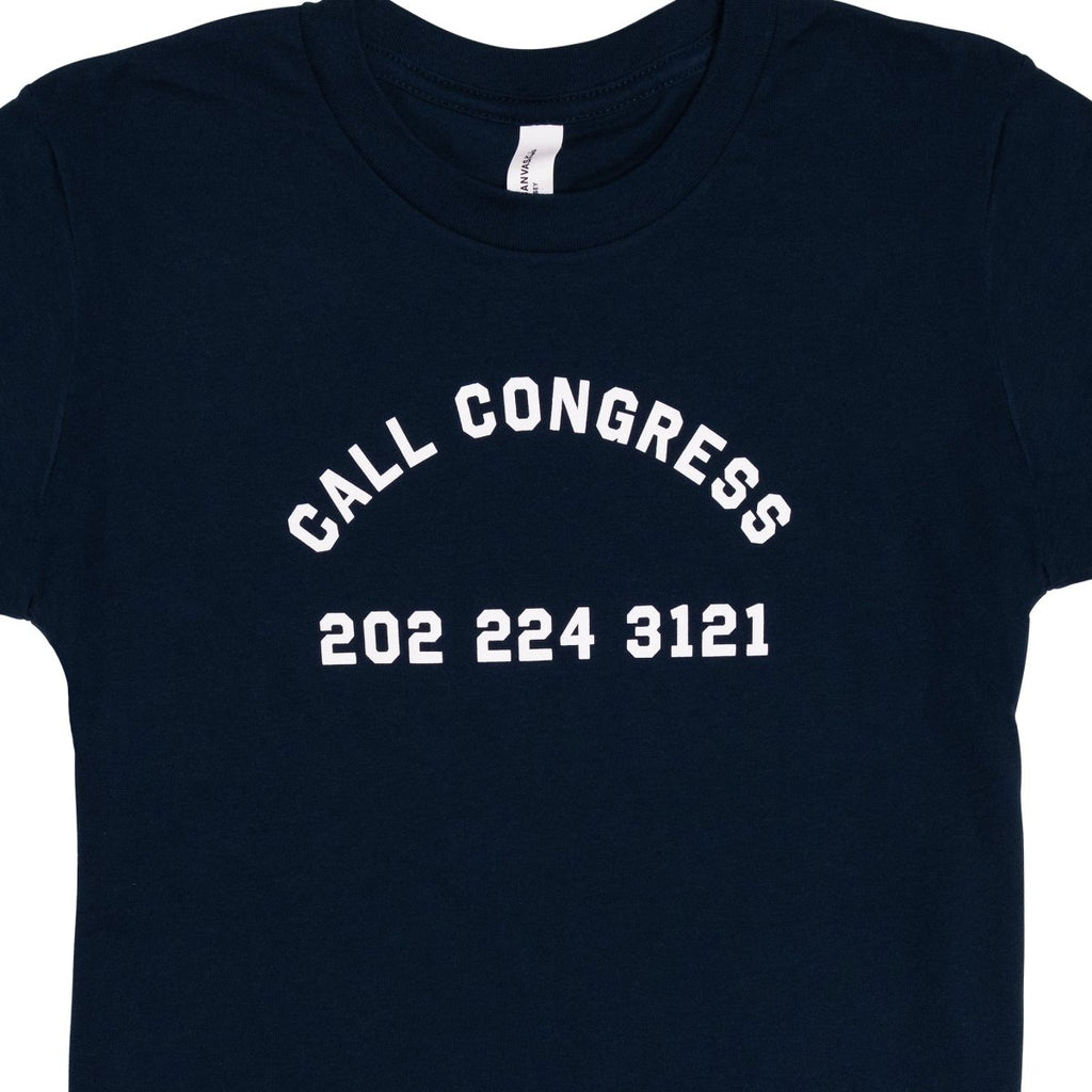 Crooked Call Congress Navy Kid's T-Shirt Close Up