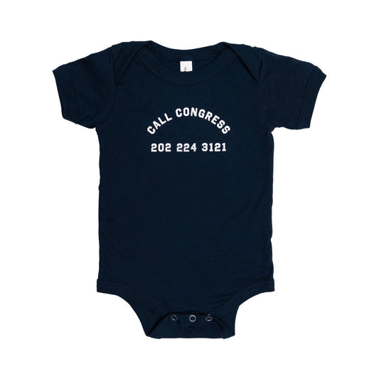 Crooked Call Congress Baby Navy Onesie