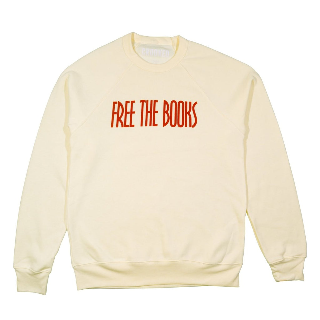 Crooked Free the Books Natural Crewneck