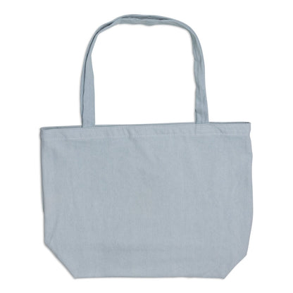 Back of Crooked Denim Tote Bag