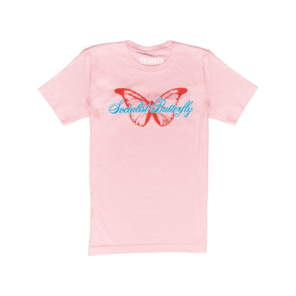 Crooked Socialist Butterfly Soft Pink T-Shirt