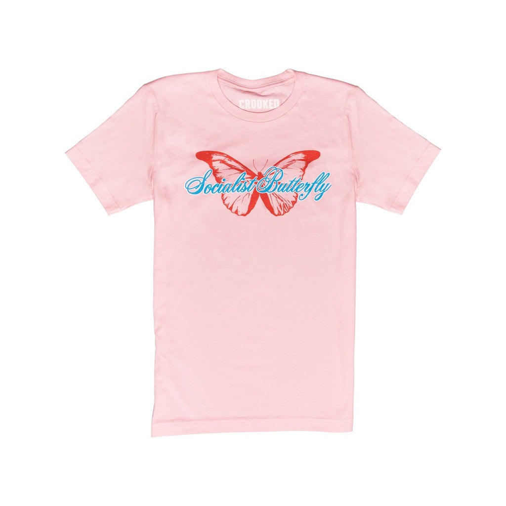 Crooked Socialist Butterfly Soft Pink T-Shirt
