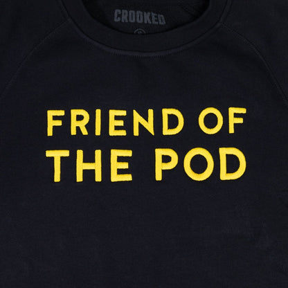 Crooked Friend of the Pod Navy Crewneck Close Up