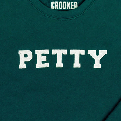 Crooked Petty Crewneck Atlantic Green Close Up