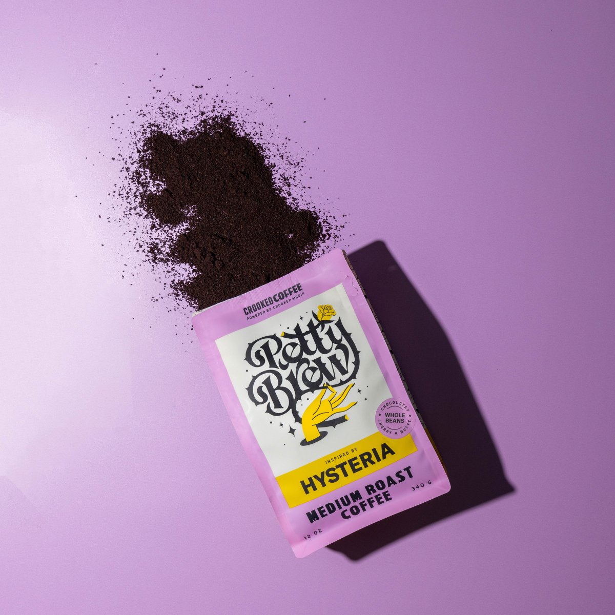 Crooked Coffee Hysteria Petty Brew Medium Roast Coffee Spilling